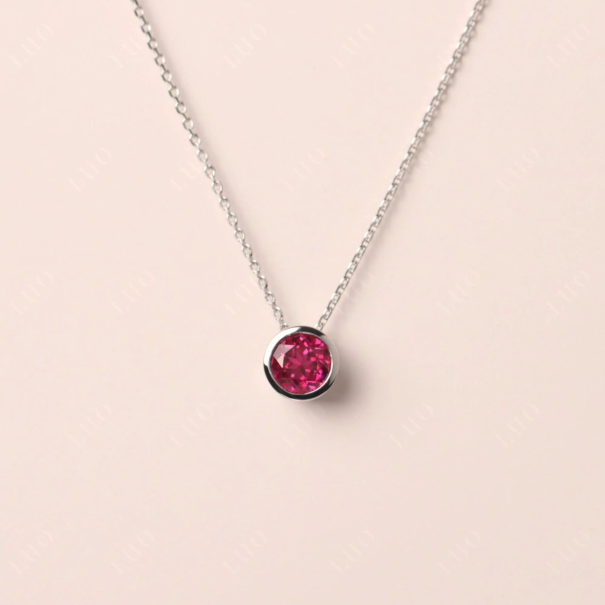 Ruby Bezel Solitaire Necklace - Image 10