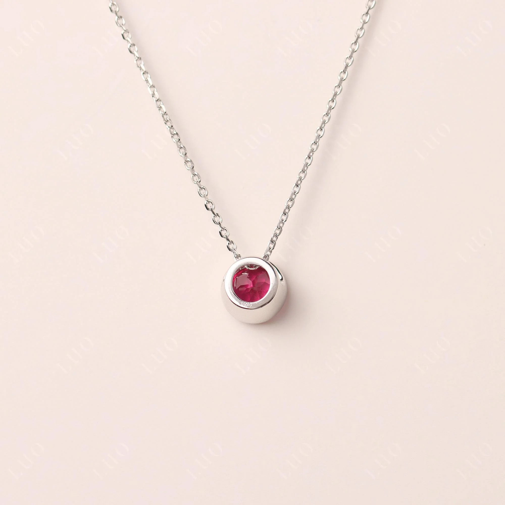 Ruby Bezel Solitaire Necklace - Image 12