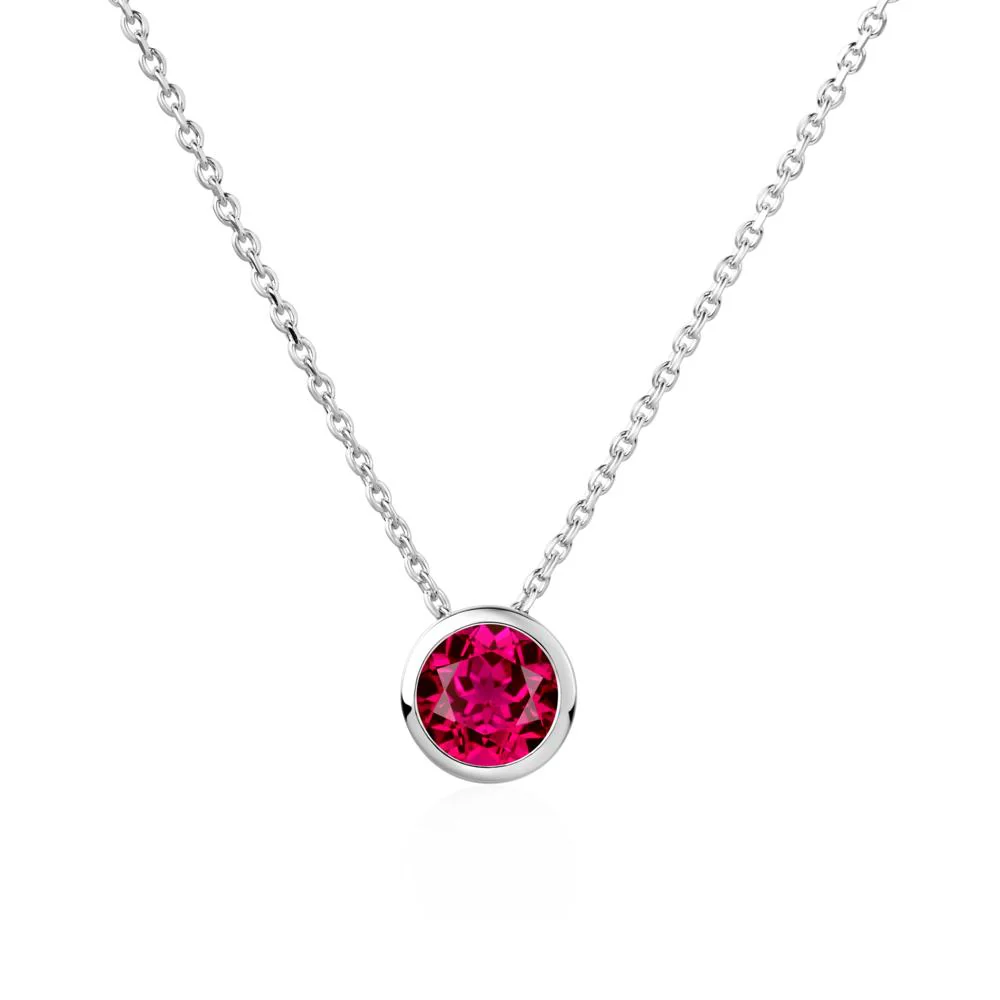Ruby Bezel Solitaire Necklace - Image 5