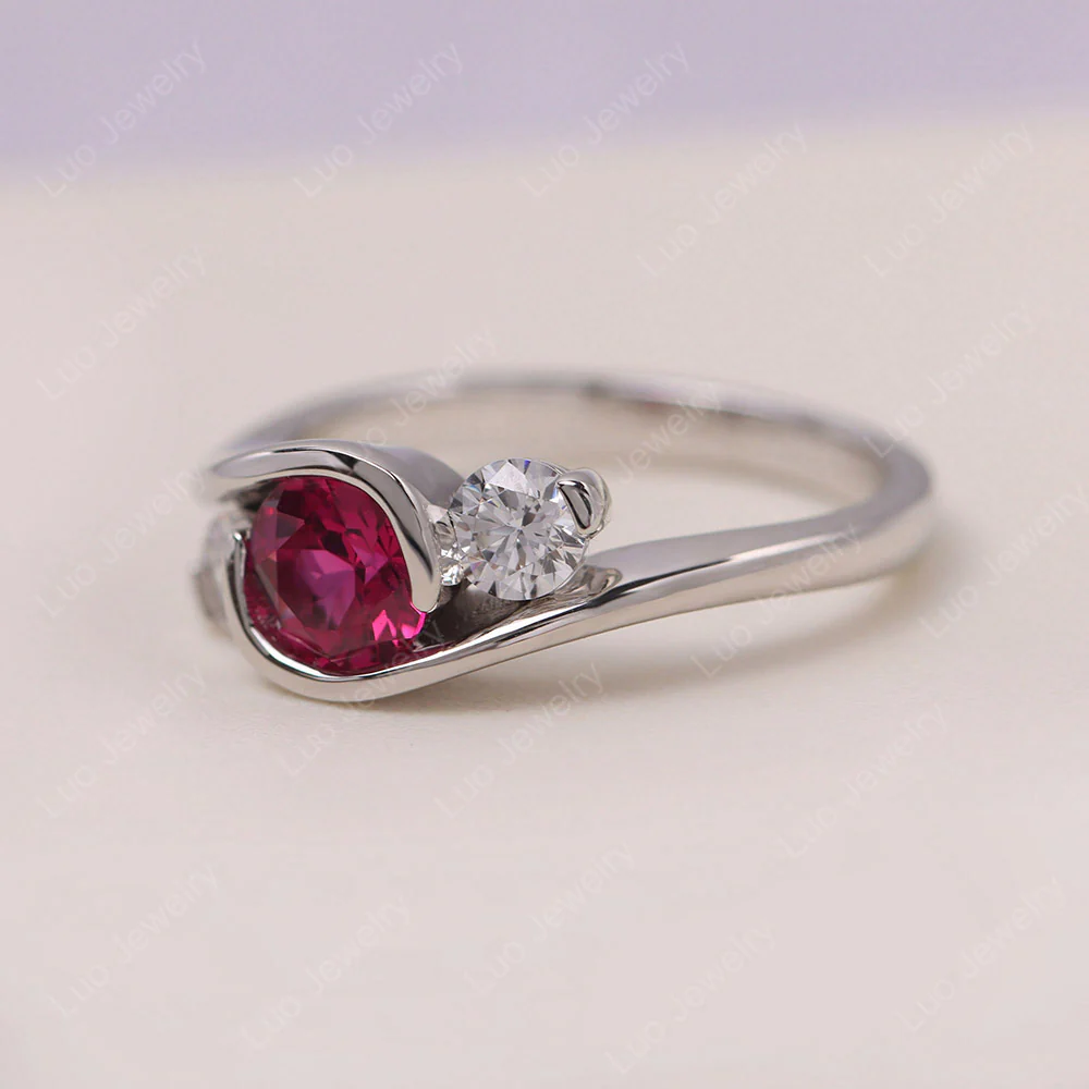 Ruby Three Stone Bypass Ring - Image 2