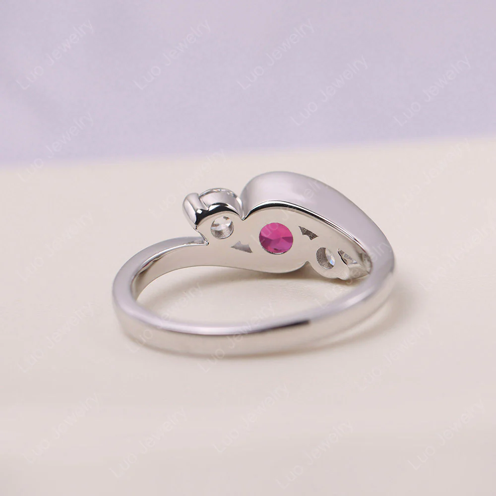 Ruby Three Stone Bypass Ring - Image 3