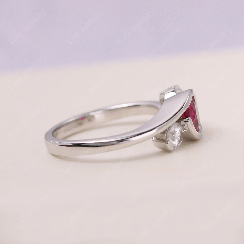 Ruby Three Stone Bypass Ring - Image 4