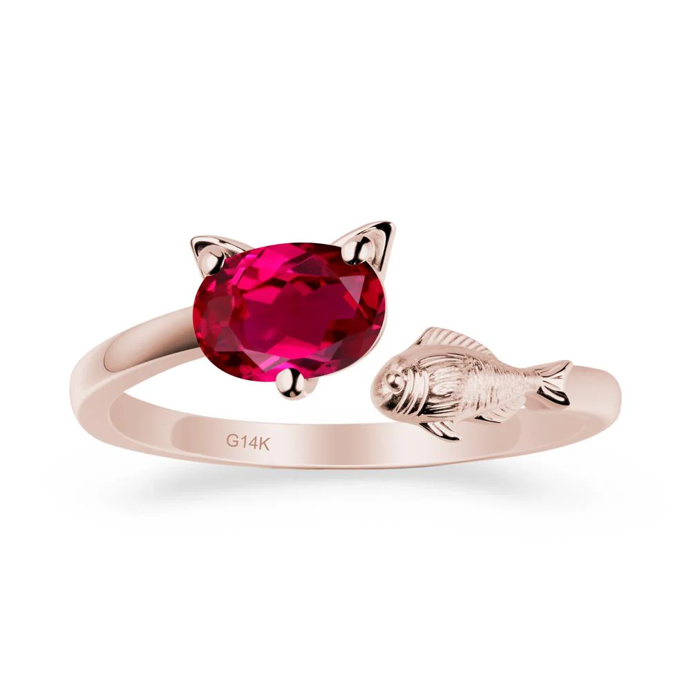 Ruby Cat and Fish Ring - Image 2
