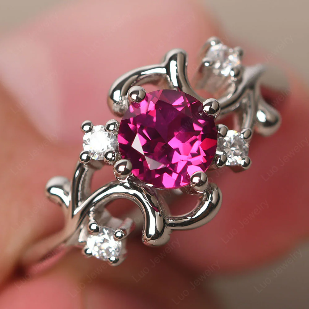 Ruby Intricate Engagement Ring - Image 2