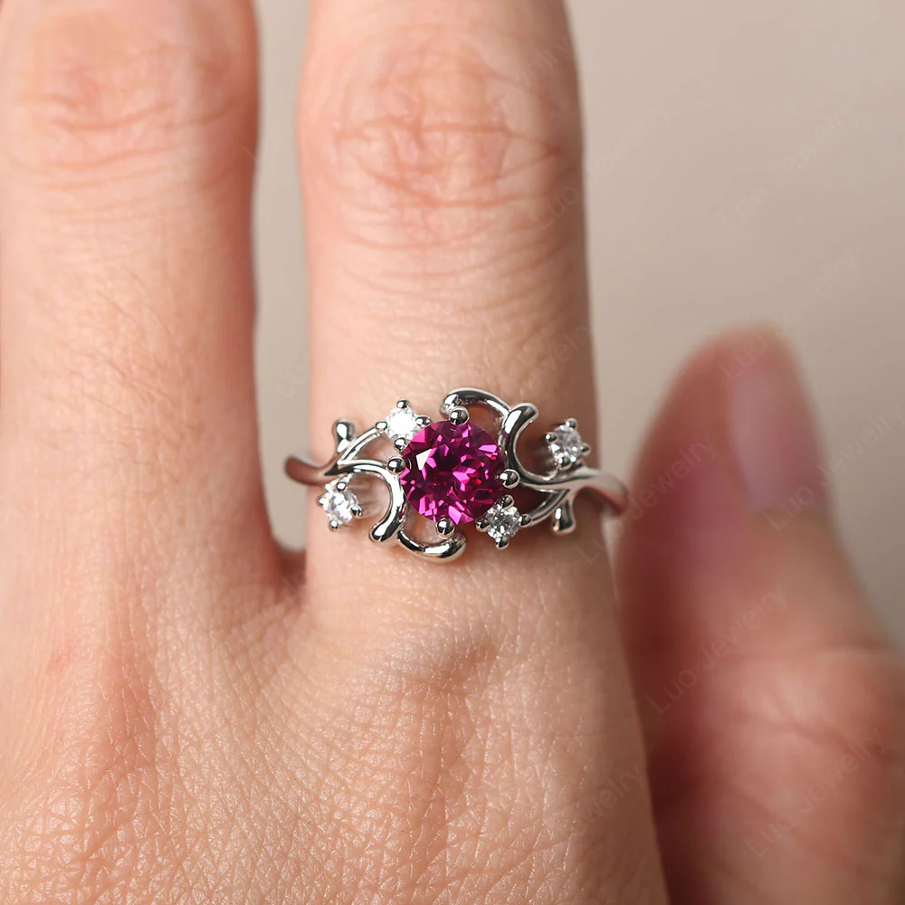 Ruby Intricate Engagement Ring - Image 5