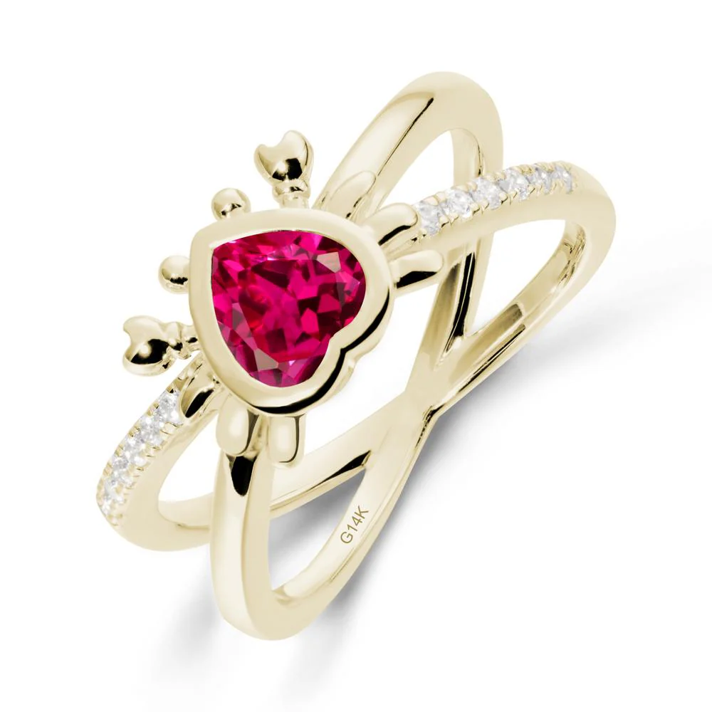 Ruby Criss Cross Double Band Crab Ring