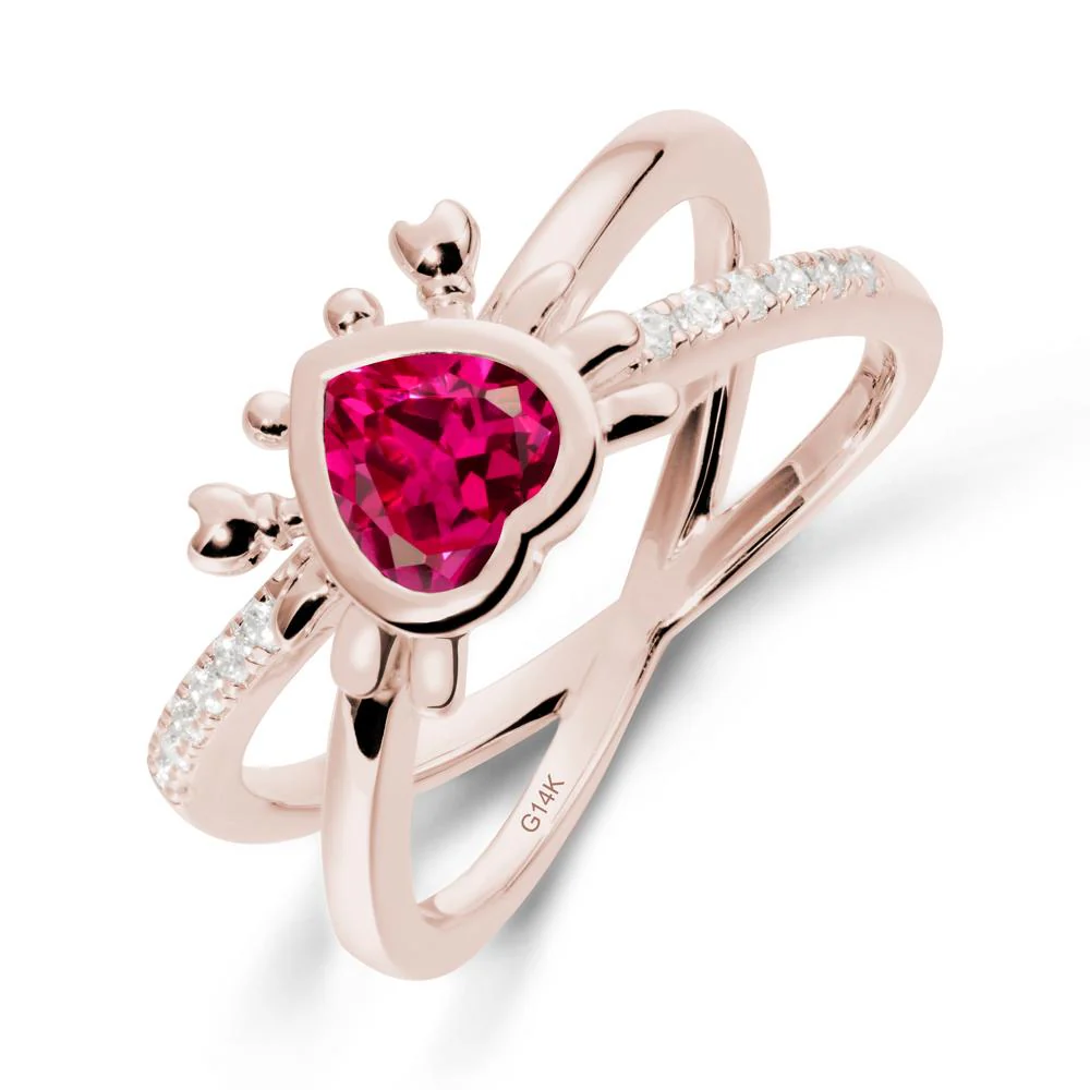 Ruby Criss Cross Double Band Crab Ring - Image 2