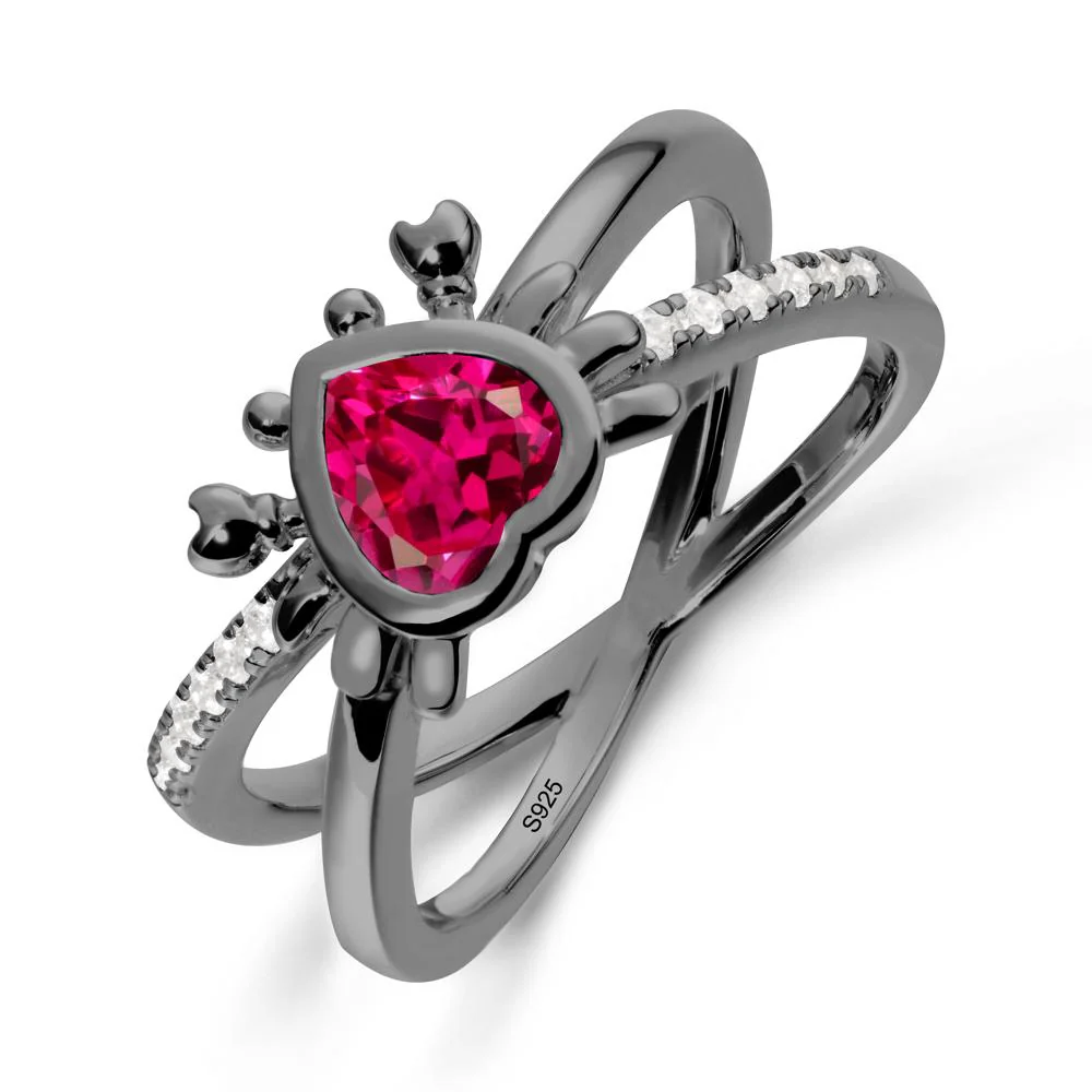 Ruby Criss Cross Double Band Crab Ring - Image 7