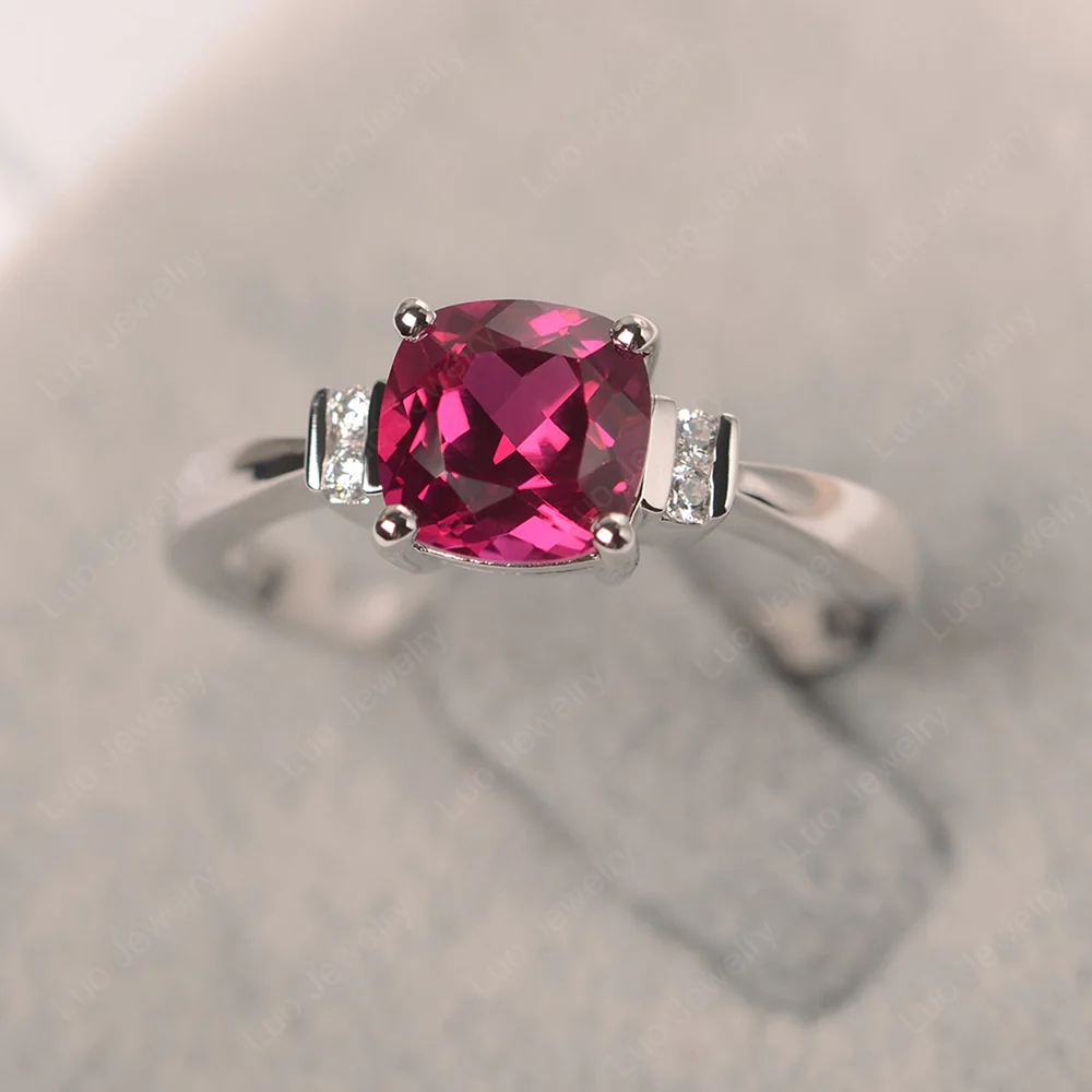 Ruby Cushion Cut Engagement Ring
