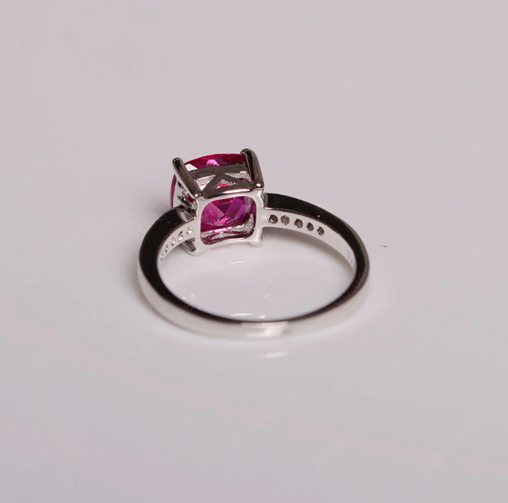 Simple Cushion Cut Ruby Promise Ring - Image 4
