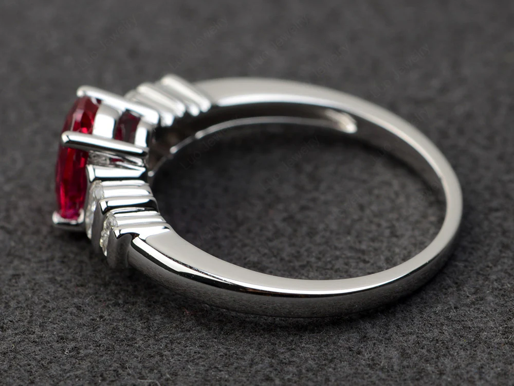 Oval Cut Simple Ruby Promise Ring - Image 2
