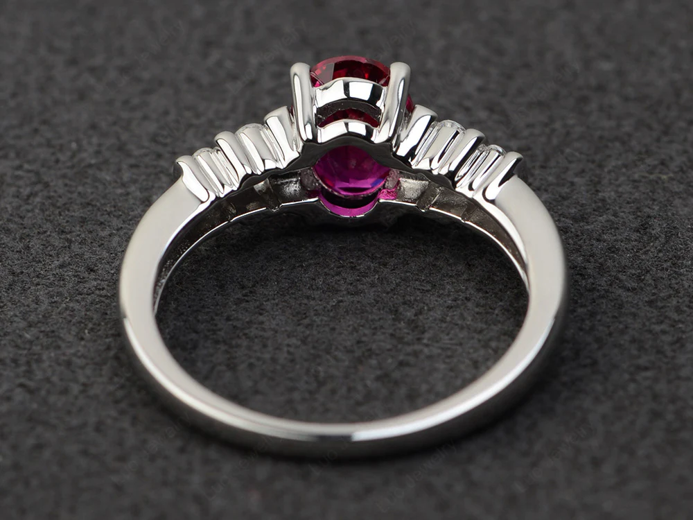 Oval Cut Simple Ruby Promise Ring - Image 3