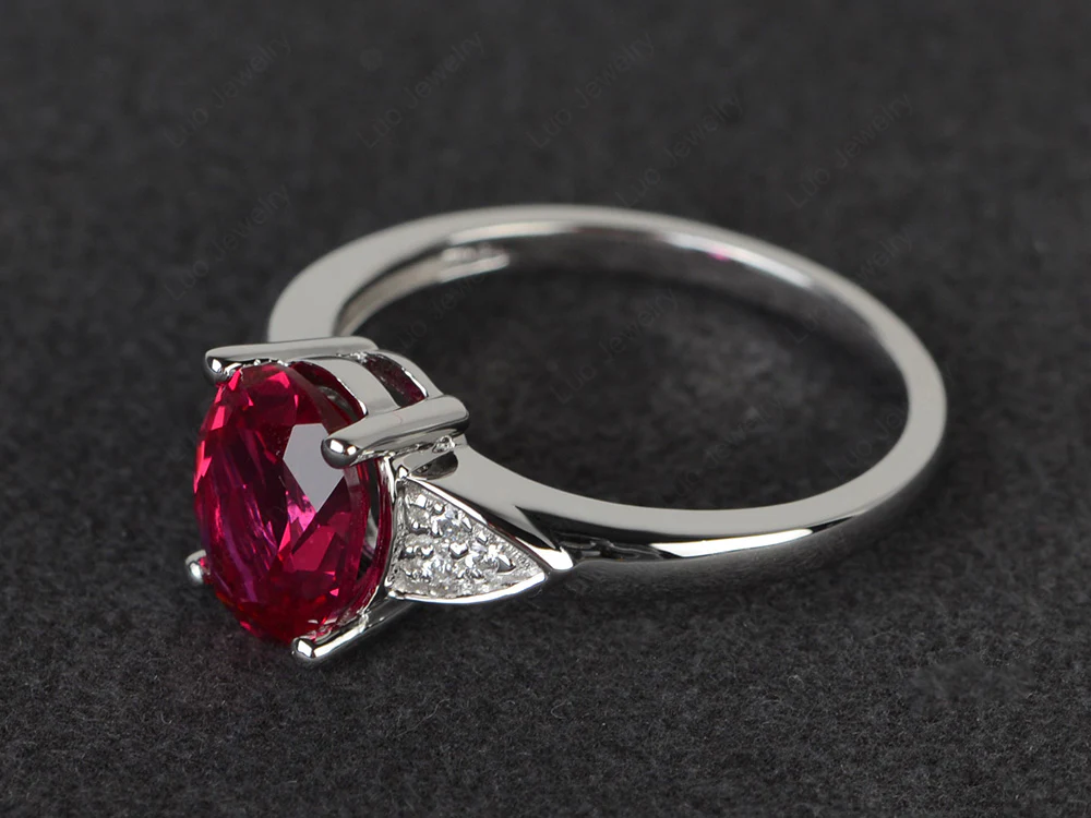 Simple Oval Cut Ruby Engagement Ring - Image 2
