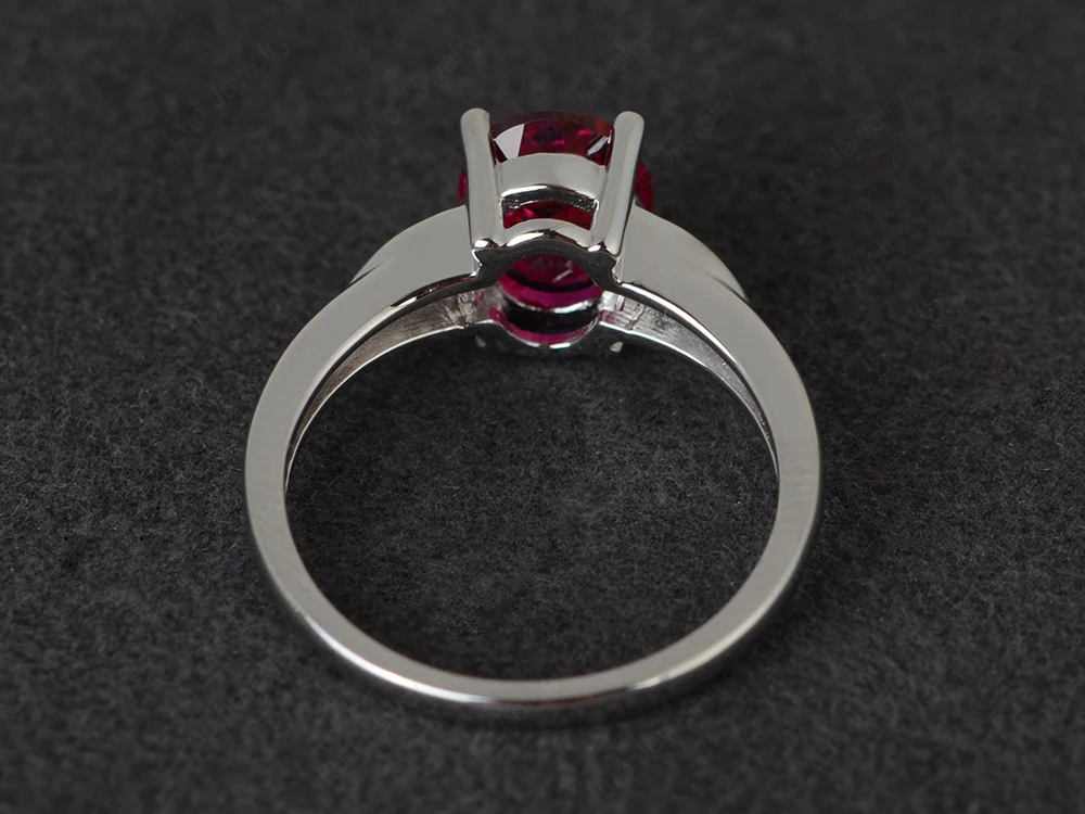 Simple Oval Cut Ruby Engagement Ring - Image 3