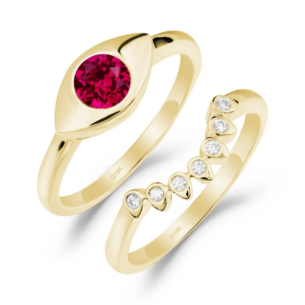 Ruby Evil Eye Ring Set - Image 4