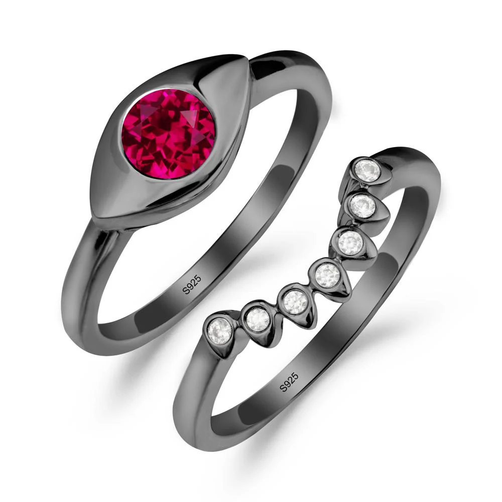 Ruby Evil Eye Ring Set - Image 8
