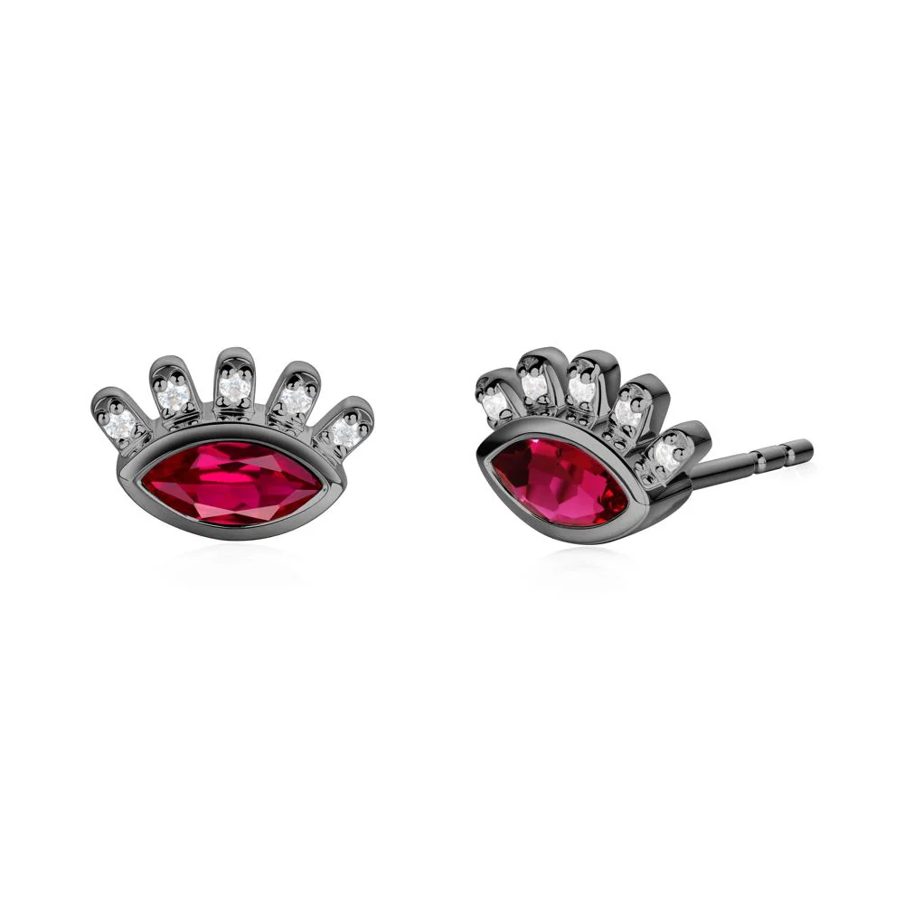 Ruby Evil Eye Stud Earrings