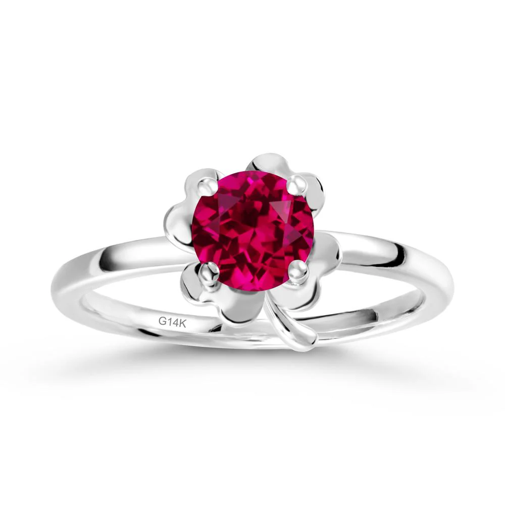 Ruby Four Leaf Clover Creative Ring