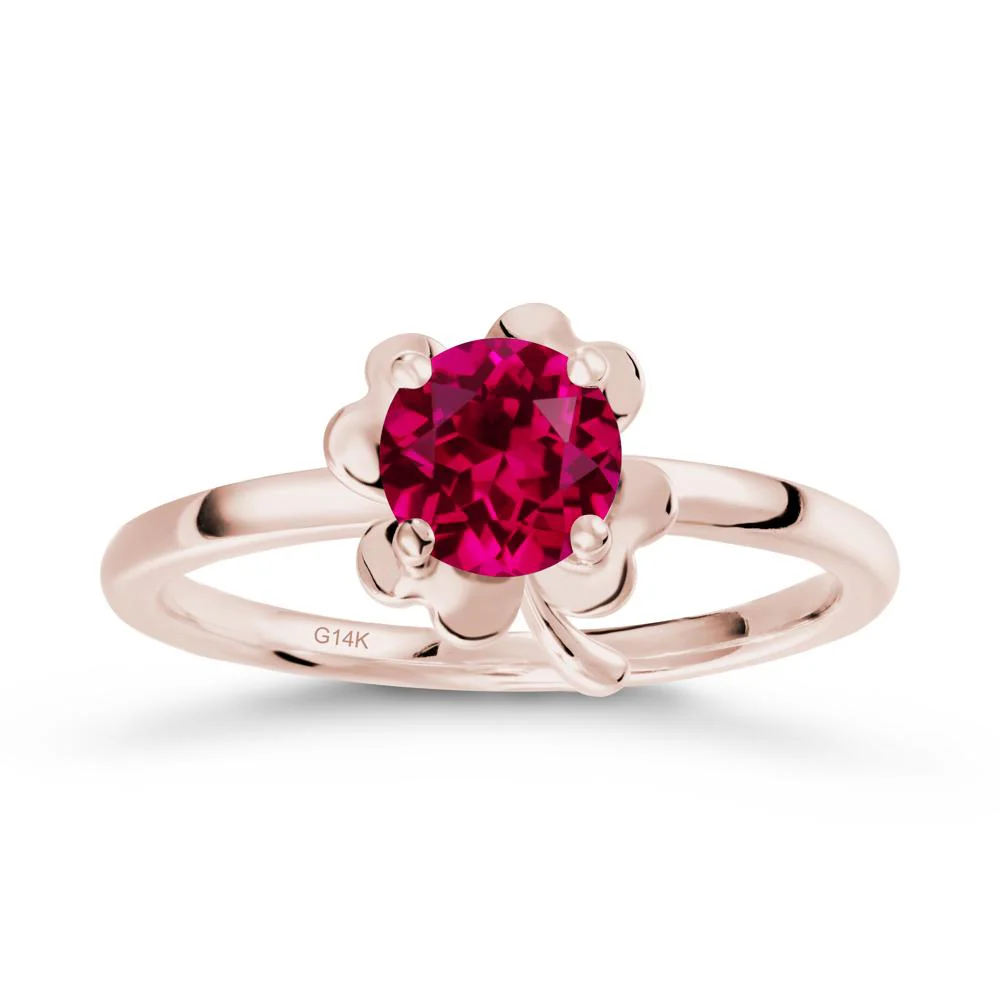 Ruby Four Leaf Clover Creative Ring - Image 2