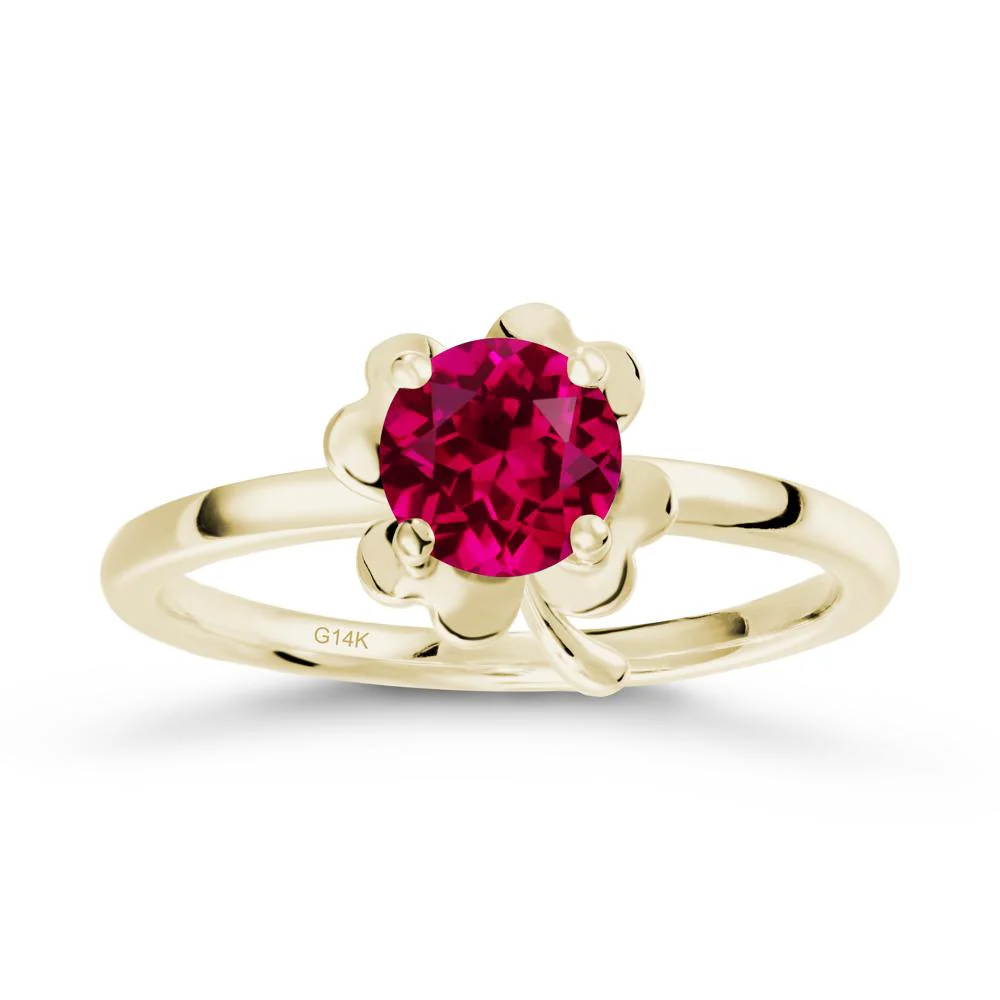 Ruby Four Leaf Clover Creative Ring - Image 3