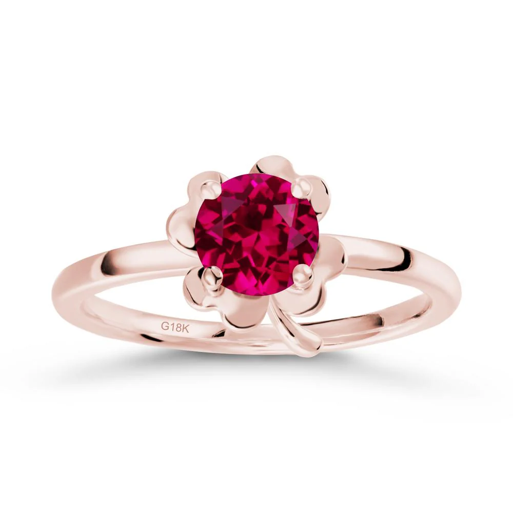 Ruby Four Leaf Clover Creative Ring - Image 4