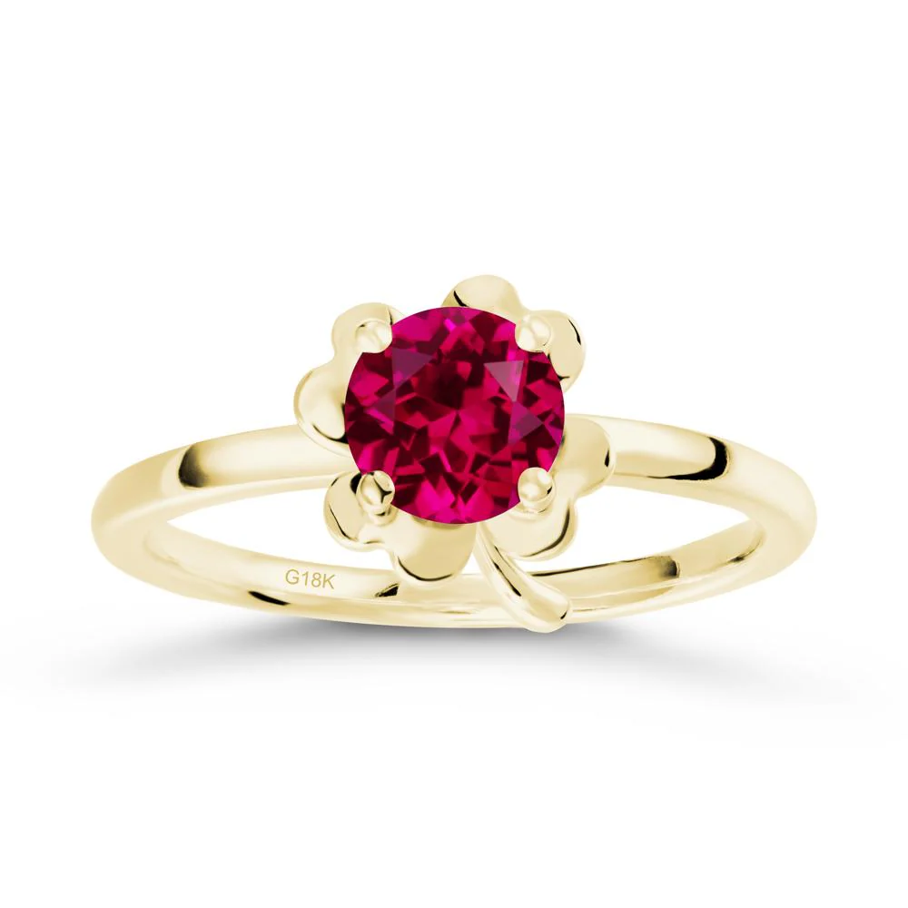 Ruby Four Leaf Clover Creative Ring - Image 6