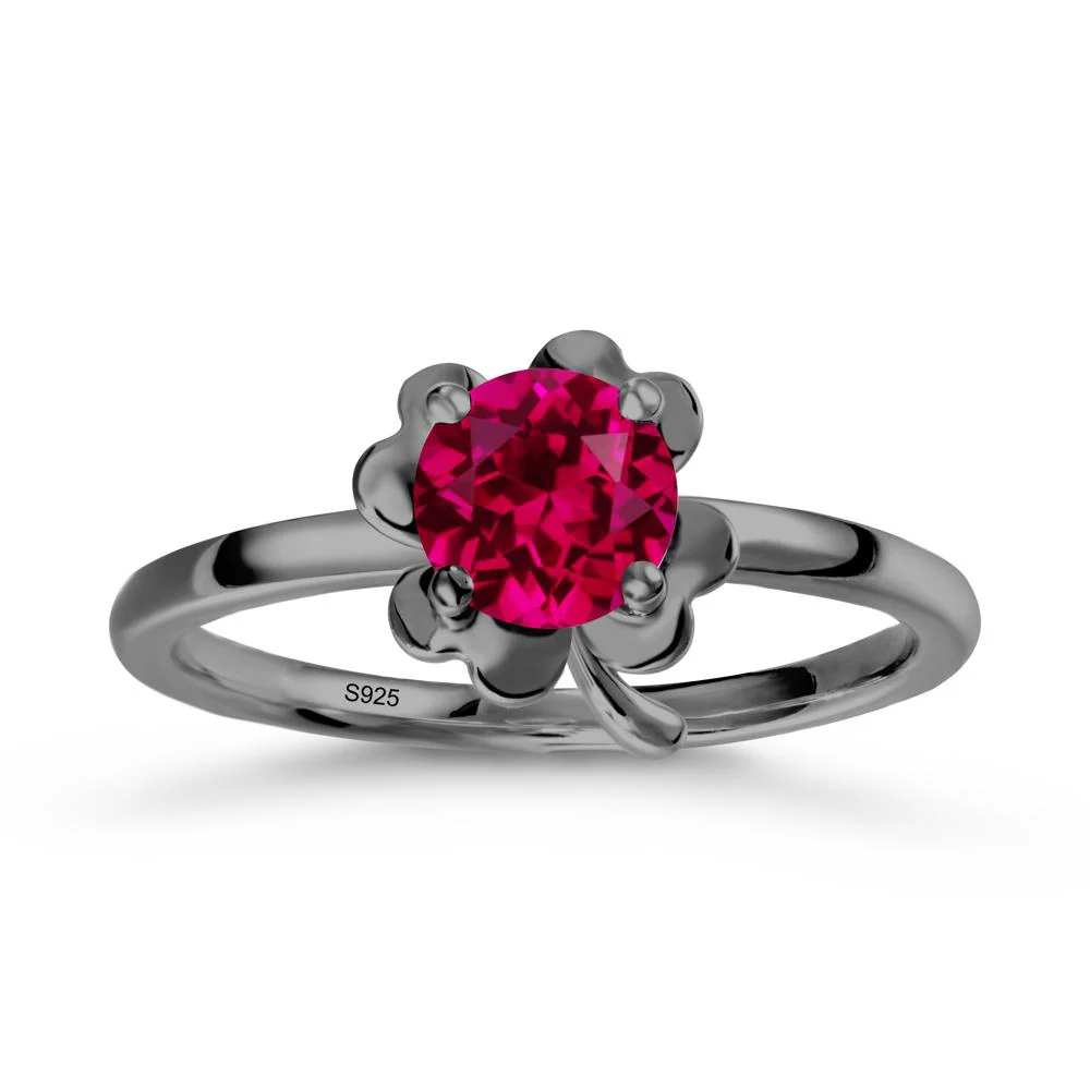 Ruby Four Leaf Clover Creative Ring - Image 7