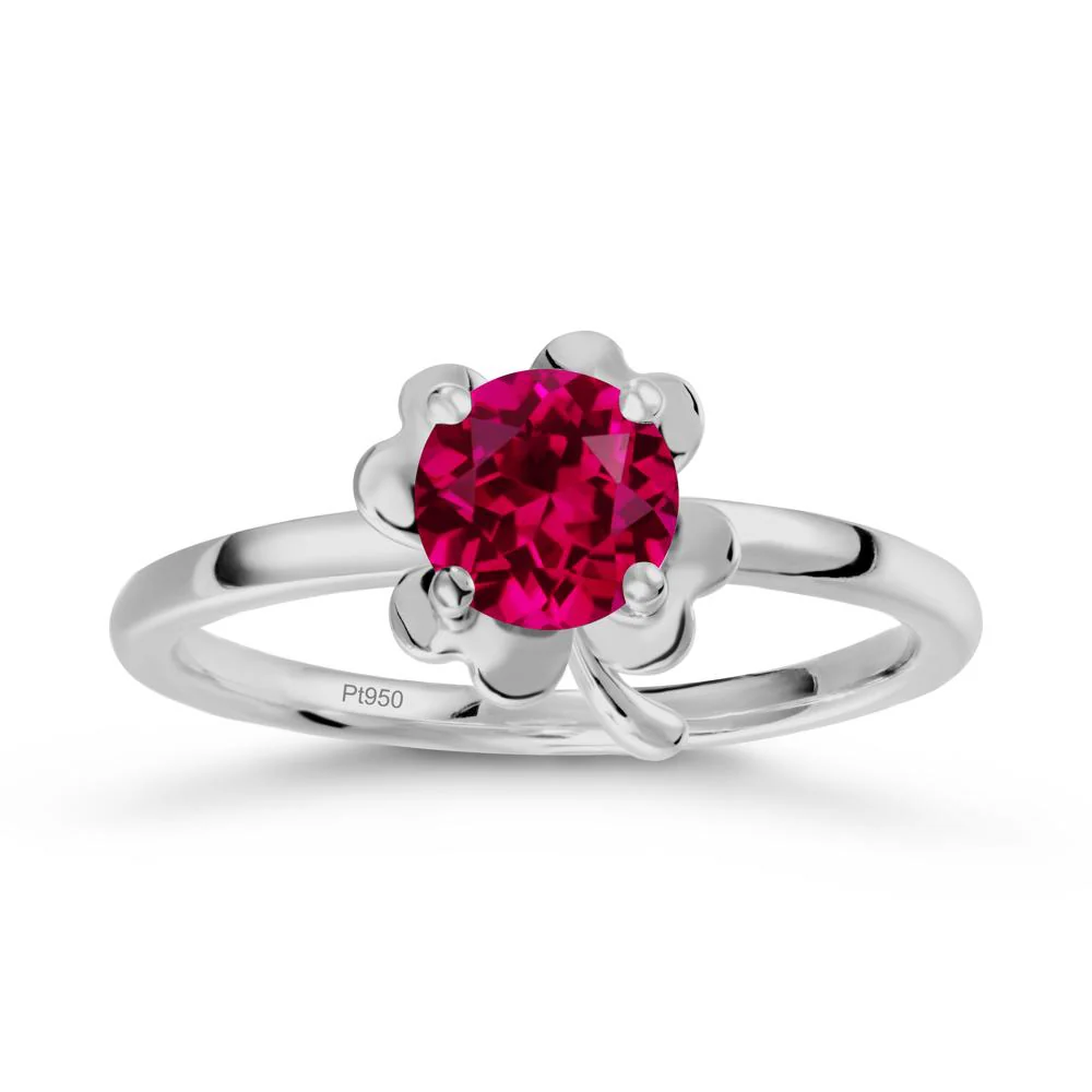 Ruby Four Leaf Clover Creative Ring - Image 8
