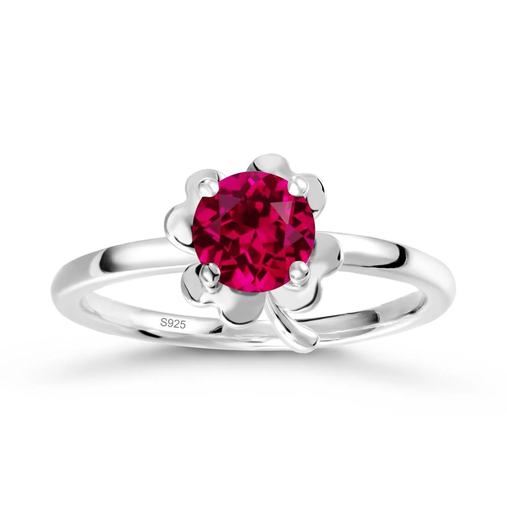 Ruby Four Leaf Clover Creative Ring - Image 9