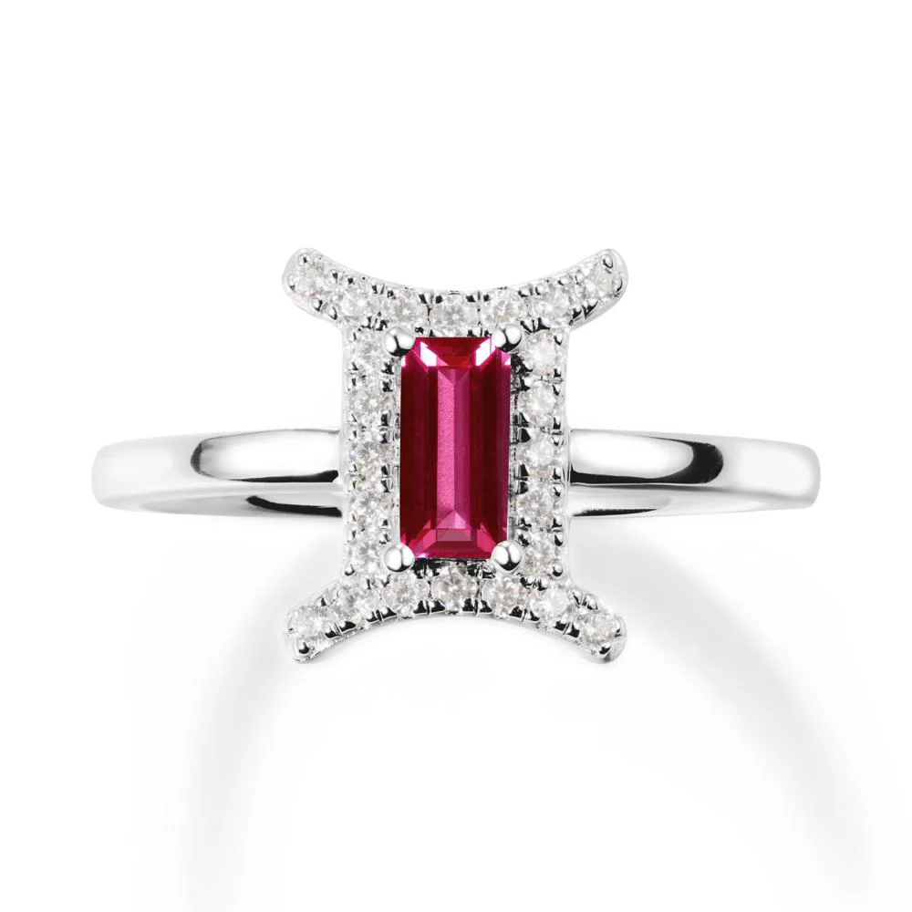 Ruby Gemini Zodiac Halo Ring-Kind & Curious - Image 6