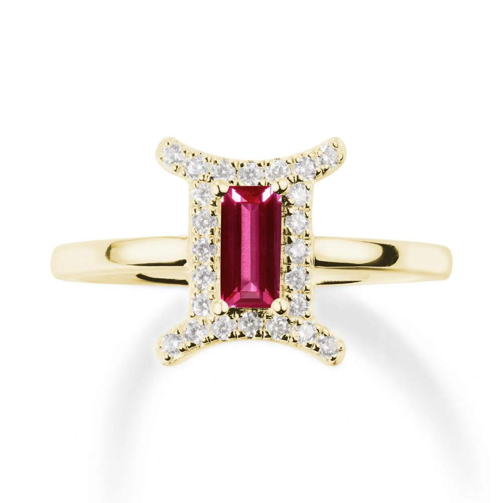 Ruby Gemini Zodiac Halo Ring-Kind & Curious - Image 7