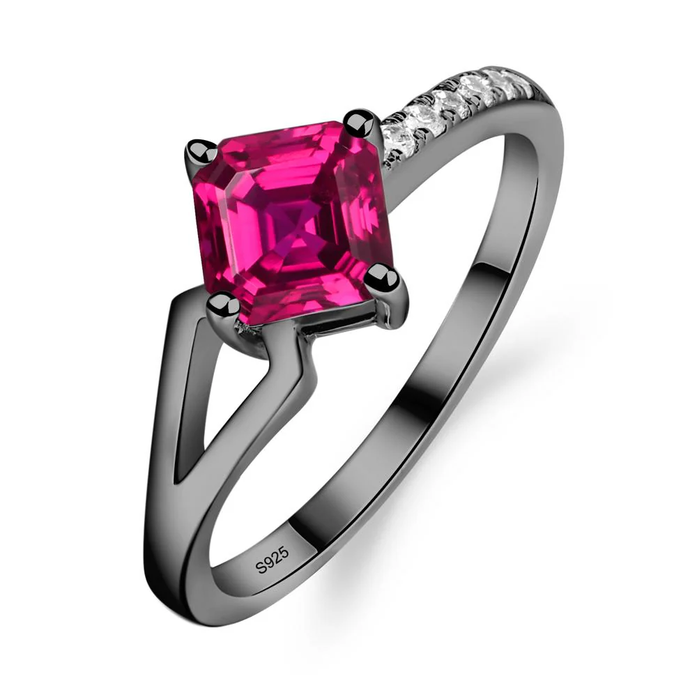 Ruby Ring Asscher Engagement Ring