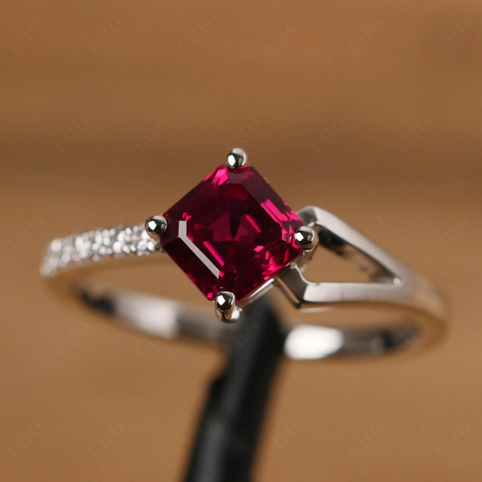 Ruby Ring Asscher Engagement Ring - Image 10