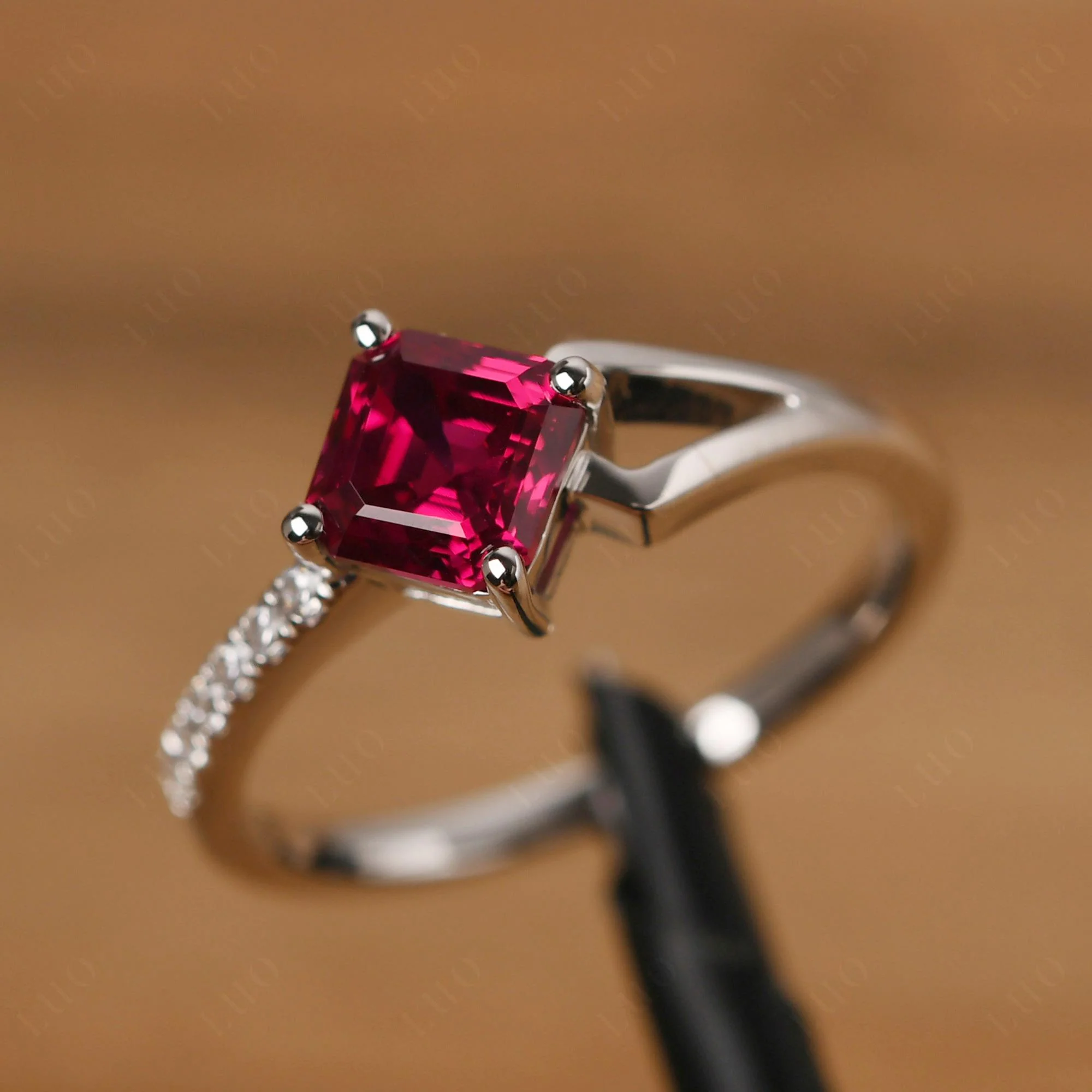 Ruby Ring Asscher Engagement Ring - Image 11