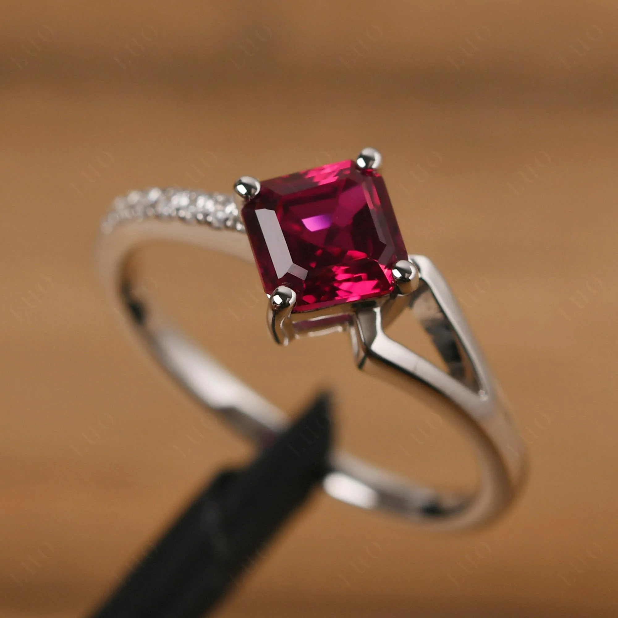 Ruby Ring Asscher Engagement Ring - Image 12