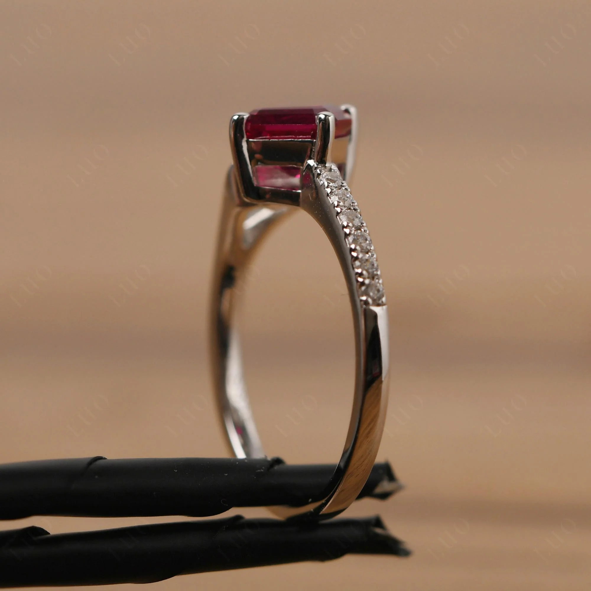 Ruby Ring Asscher Engagement Ring - Image 14