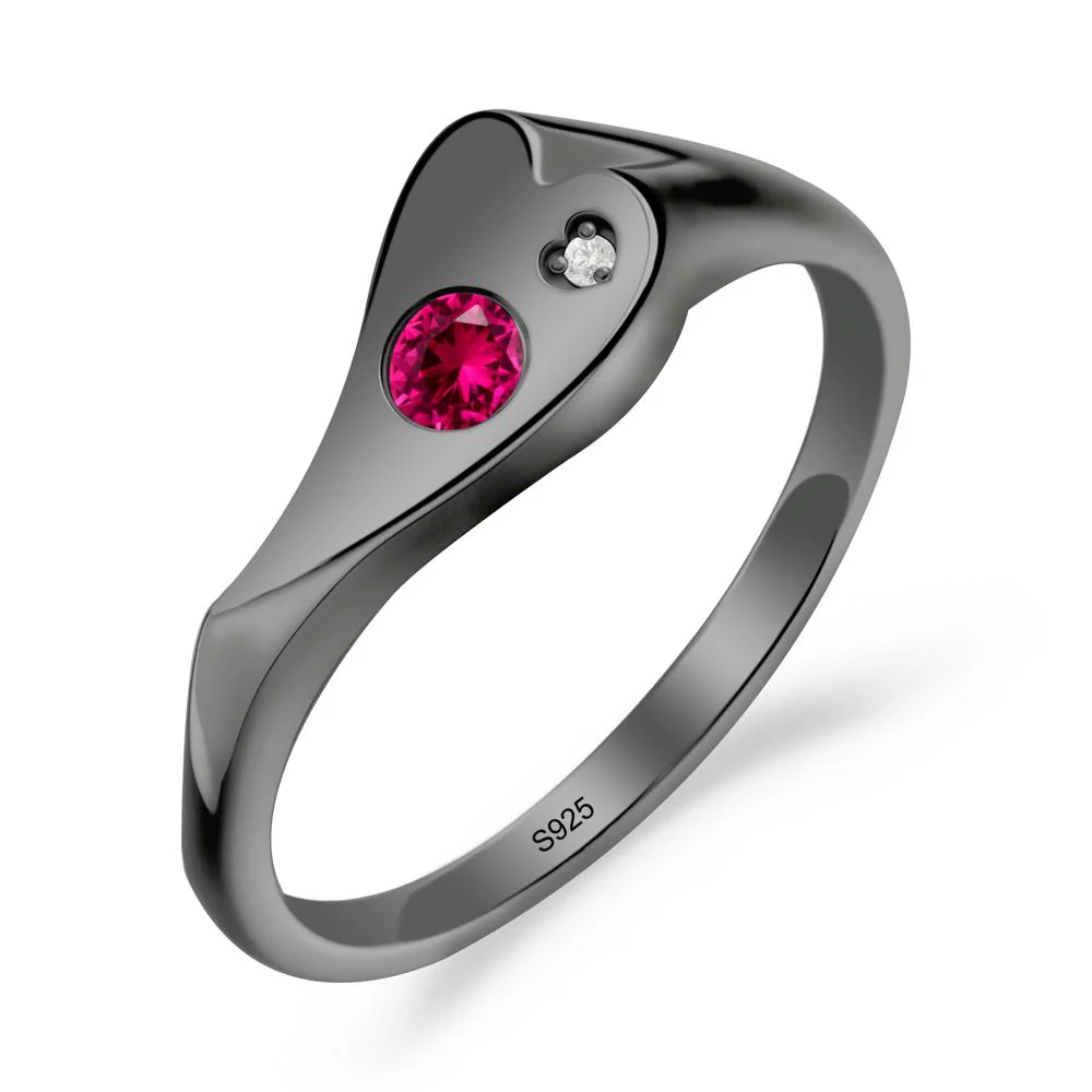 Ruby Heart Shaped Engagement Ring - Image 4