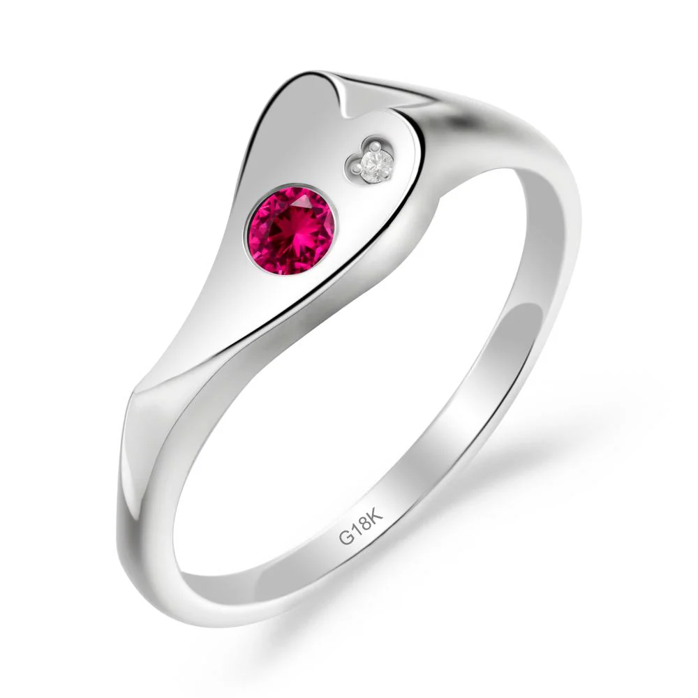 Ruby Heart Shaped Engagement Ring - Image 6