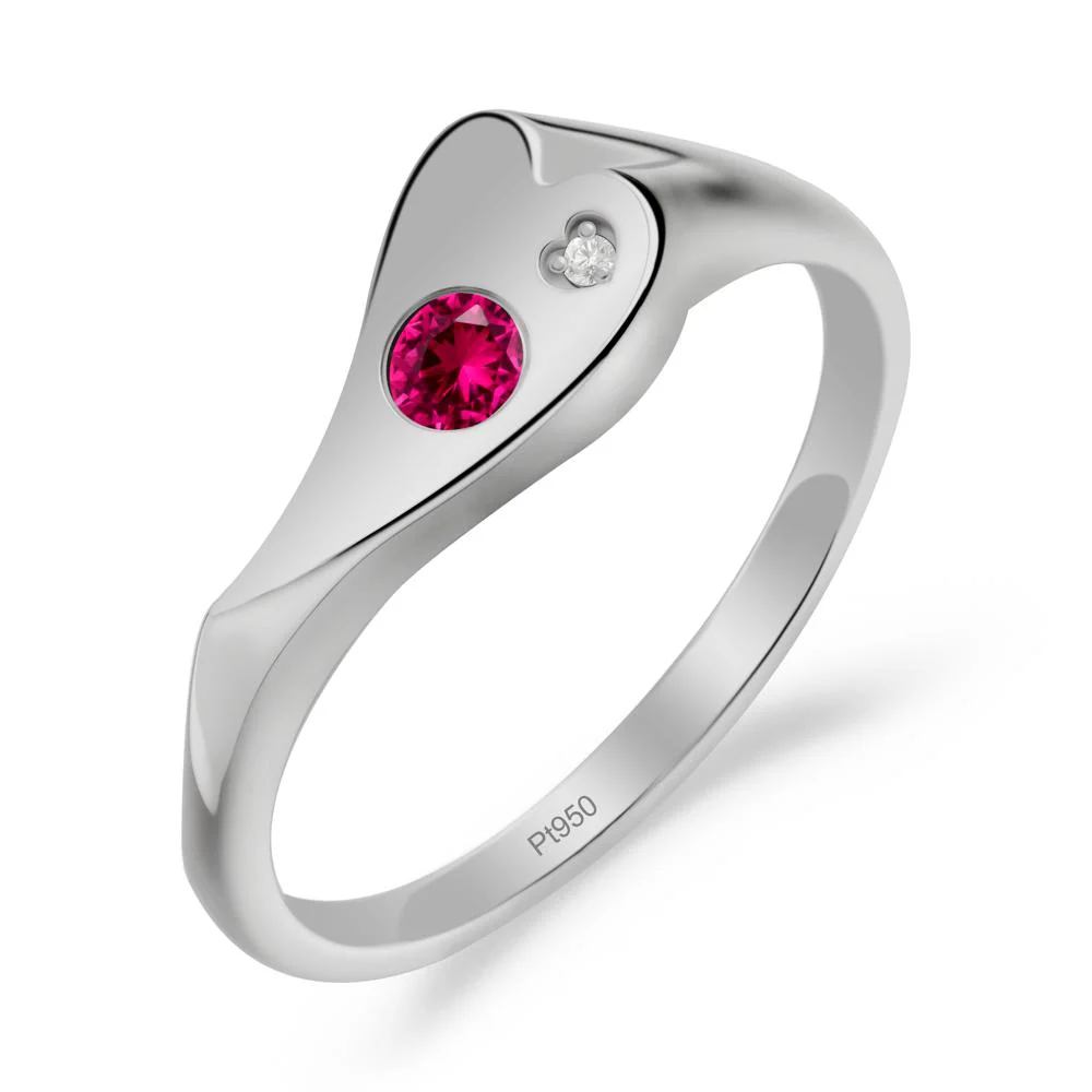Ruby Heart Shaped Engagement Ring - Image 8