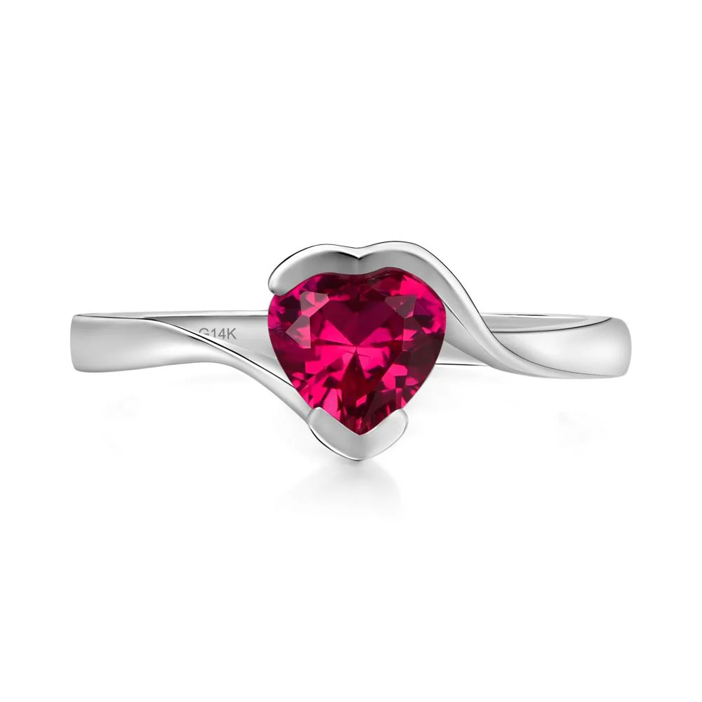 Heart Ruby Solitaire Engagement Ring - Image 3