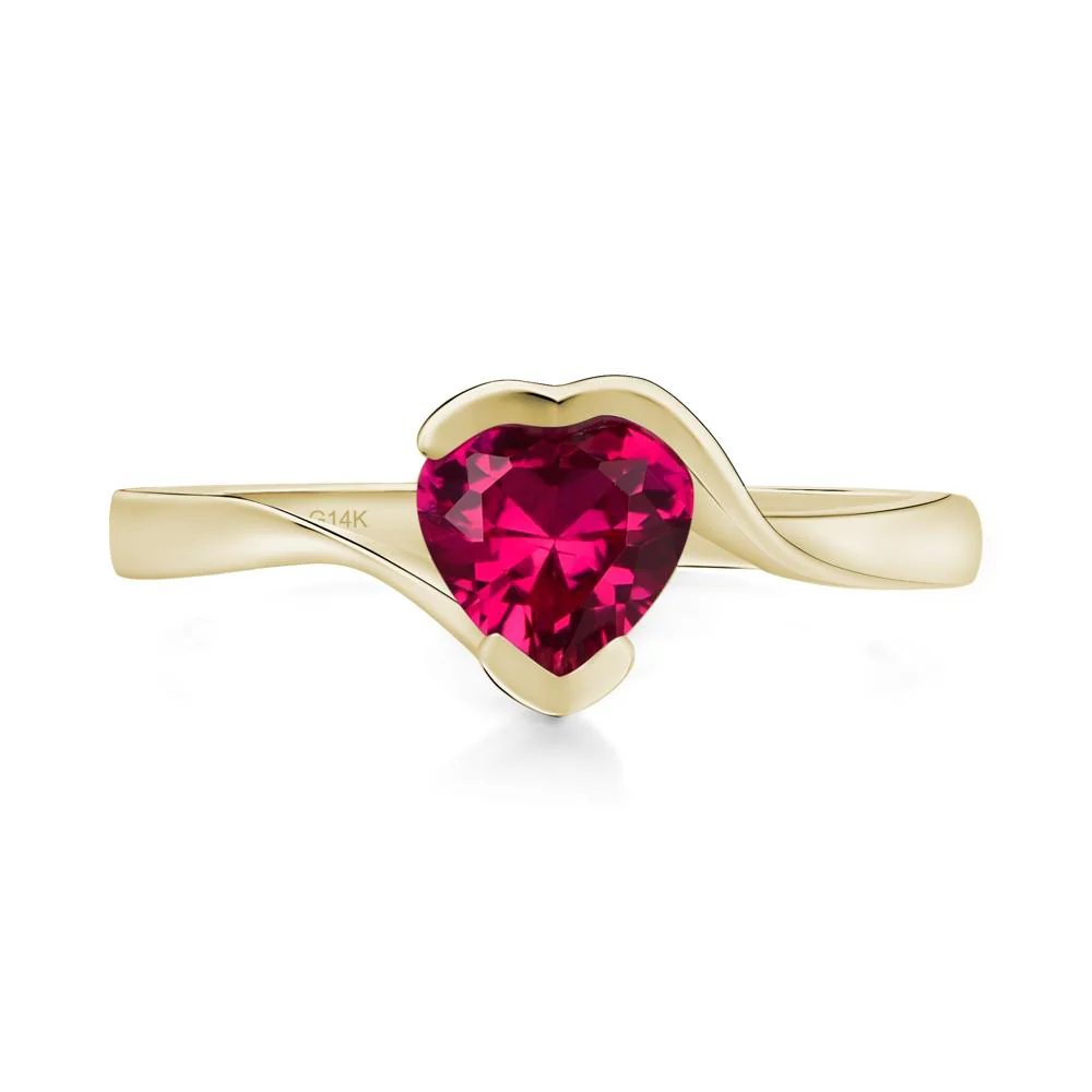 Heart Ruby Solitaire Engagement Ring - Image 4