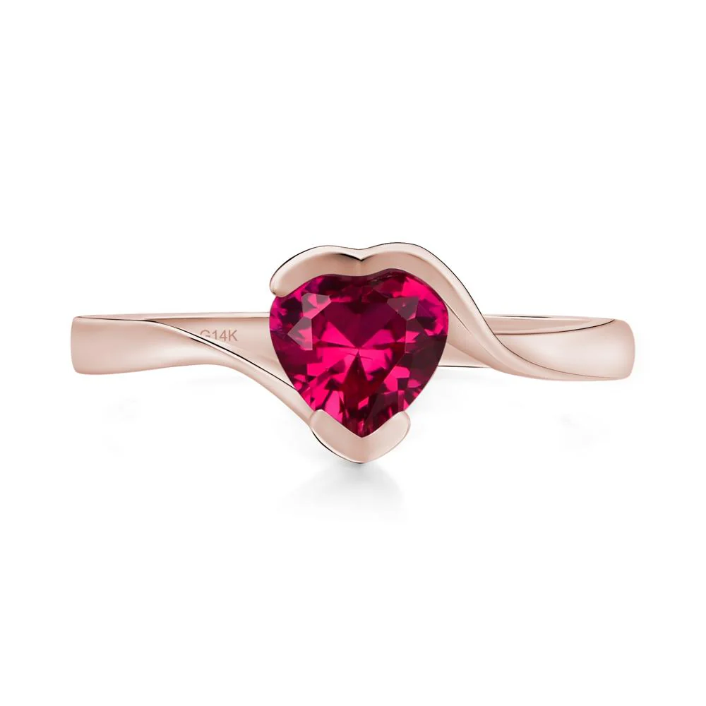 Heart Ruby Solitaire Engagement Ring - Image 5