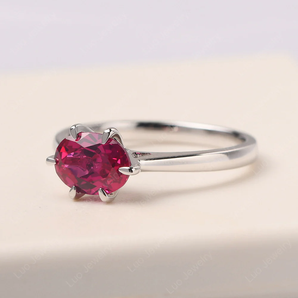 Ruby 6 Prong Oval Engagement Ring - Image 2