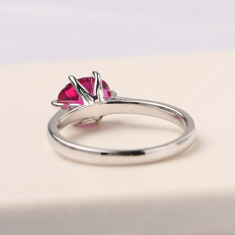 Ruby 6 Prong Oval Engagement Ring - Image 3