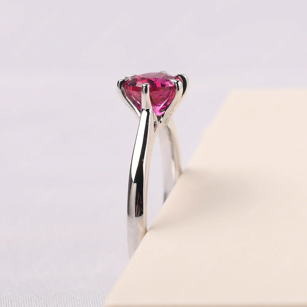 Ruby 6 Prong Oval Engagement Ring - Image 4