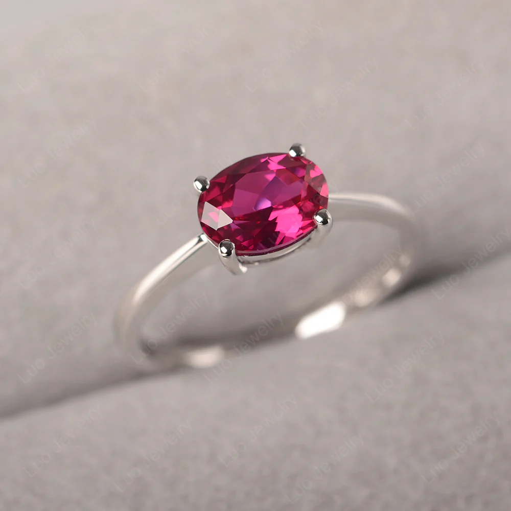 Ruby Oval Solitaire Engagement Ring - Image 2