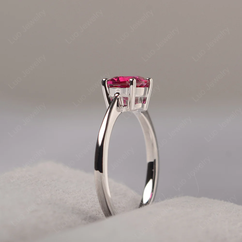 Ruby Oval Solitaire Engagement Ring - Image 4