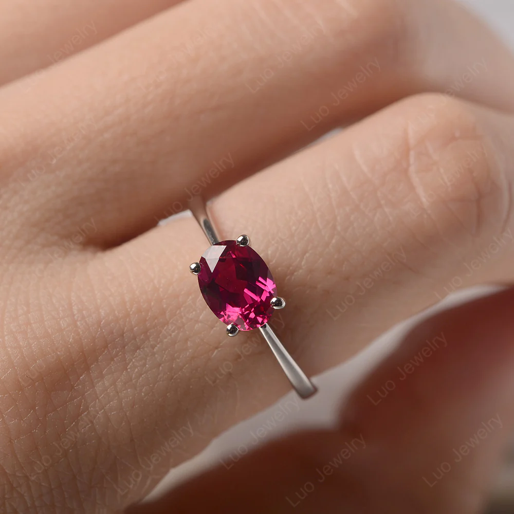 Ruby Oval Solitaire Engagement Ring - Image 5