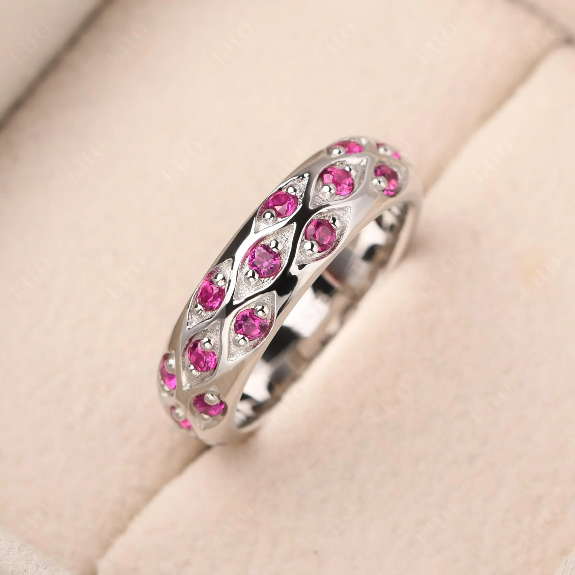 Ruby Three Row Eternity Ring - Image 10