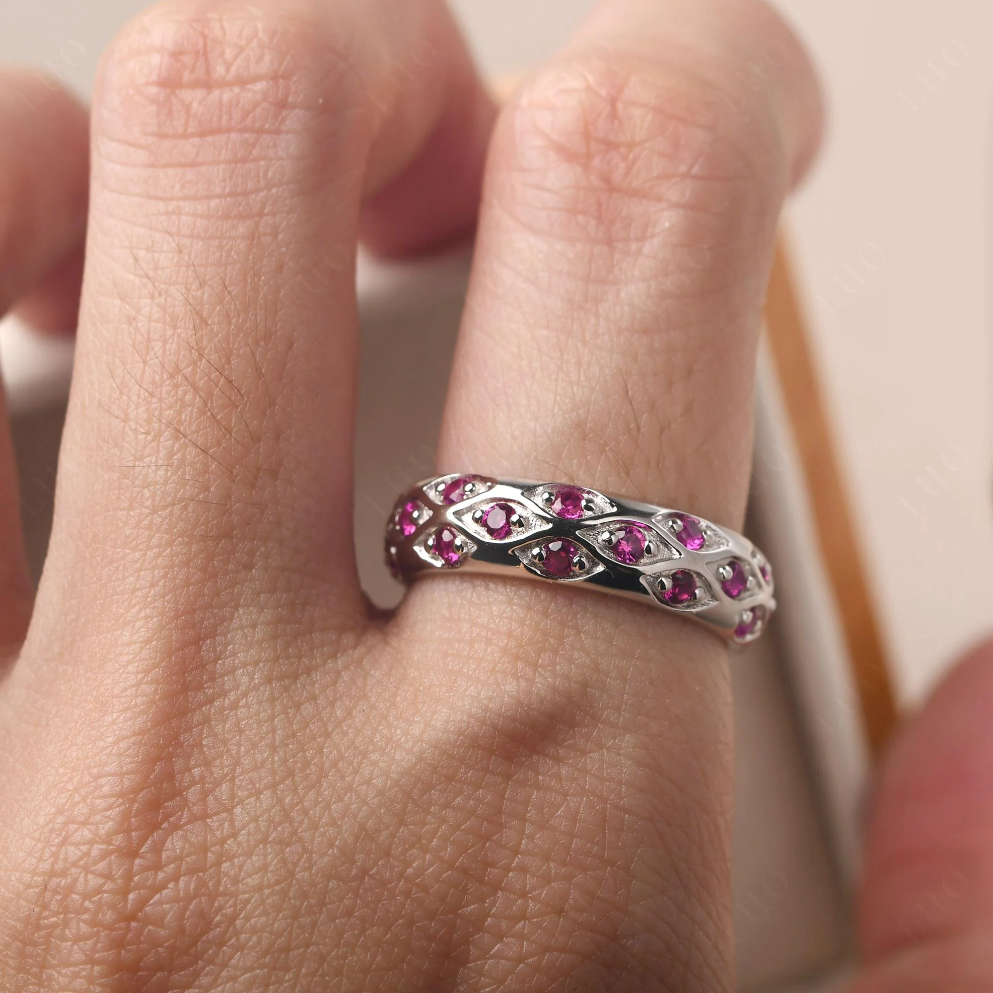 Ruby Three Row Eternity Ring - Image 14